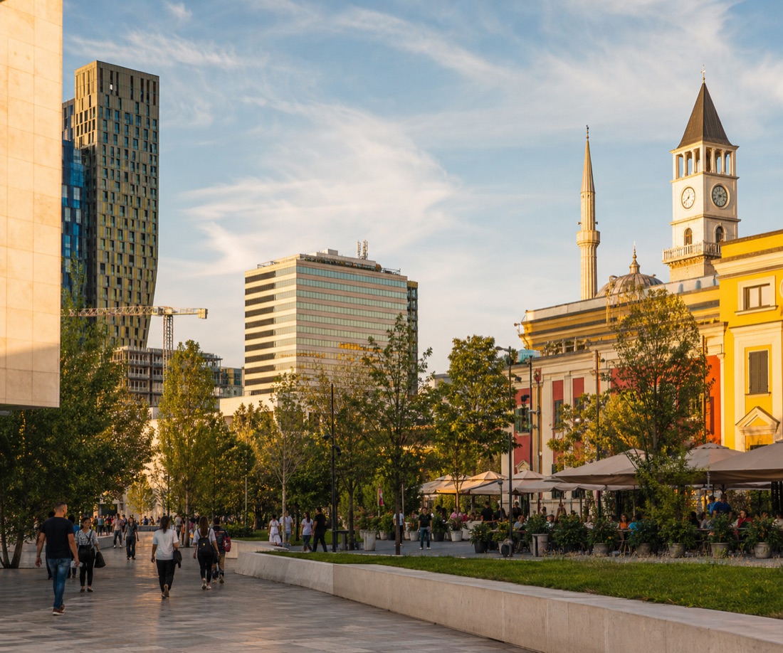 Vista conceptual del centro de Tirana, Albania